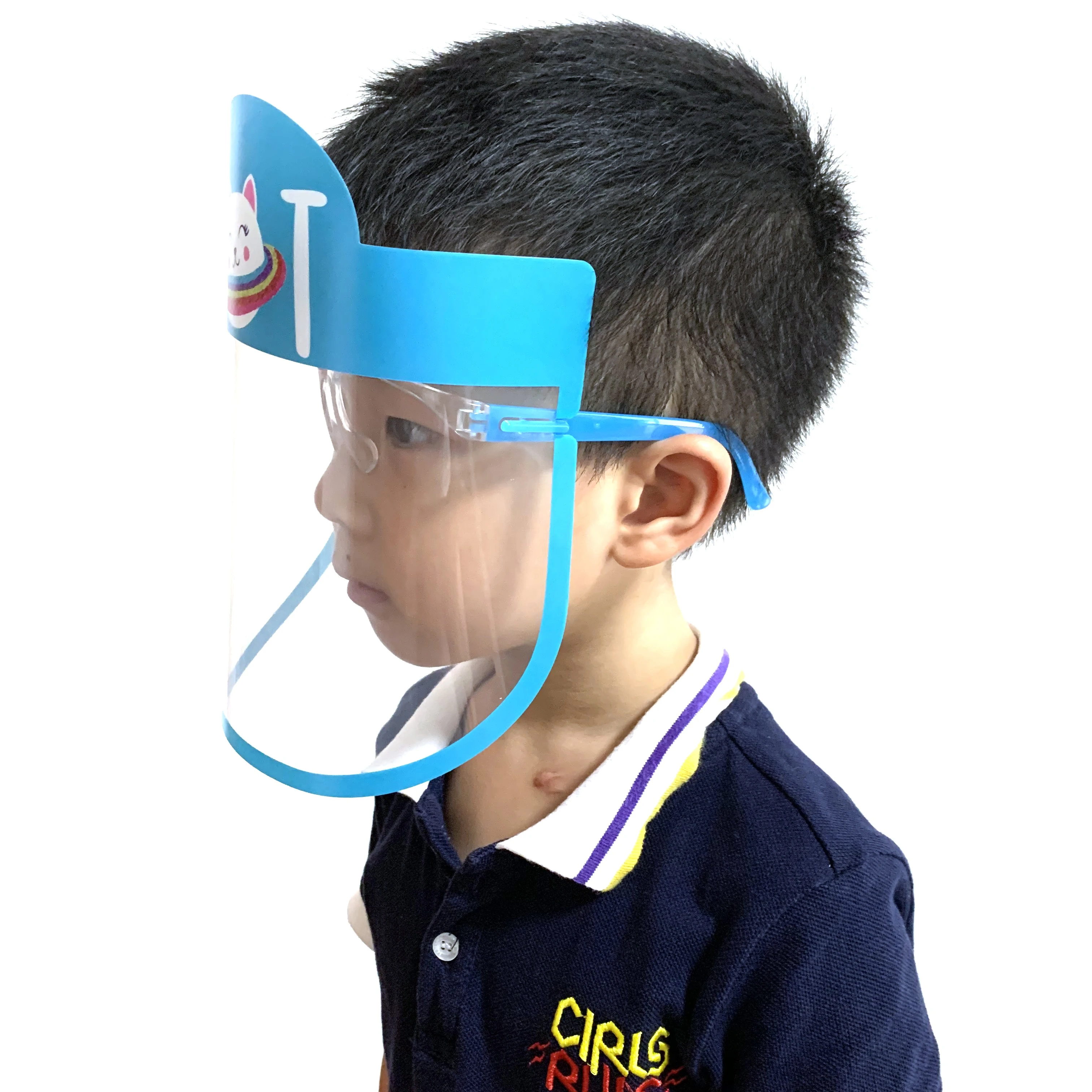 In Stock Good Quality Anti-fog Protective Face Shield Clear Respirator Safety Cute Cartoon Kids Face  Mask With Eye Shields