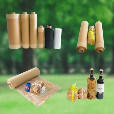 in-Store No Cutting Packaging Buffer Honeycomb Wrap Kraft Wrapping Paper Cushion Packaging Roll