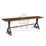 Industrial Vintage Style Mango Wooden Medium Dining Bench With Iron Leg Black Powder Coated Finish