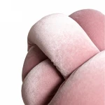 Ins Hot Sales Pink Velvet Knot Stool Handmade Knitted Foot Stool
