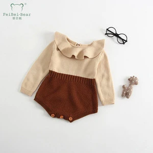 Ins Hot Style Doll Collar Knitted Spanish Baby Clothes Romper