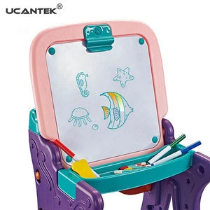 Intelligent  Toys Painting Learning Table Kids Drawing Board Set With Chair