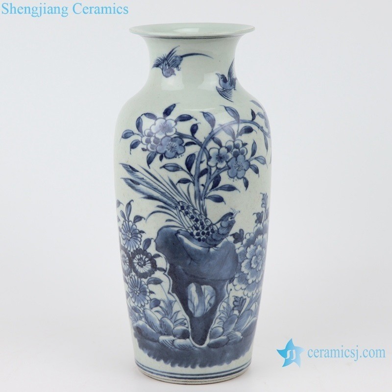 Jingdezhen Classic Blue and White Porcelain Flower, Bird Wax Gourd Bottle Ceramic Vase