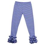 KAIYO blue white stripe newest cotton fabric children boutique factory price clothing girls ruffle pants