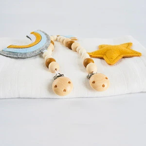 Kangobaby  Baby Pacifier Clip Teether Baby Wooden Toys Food Grade  Beads Baby