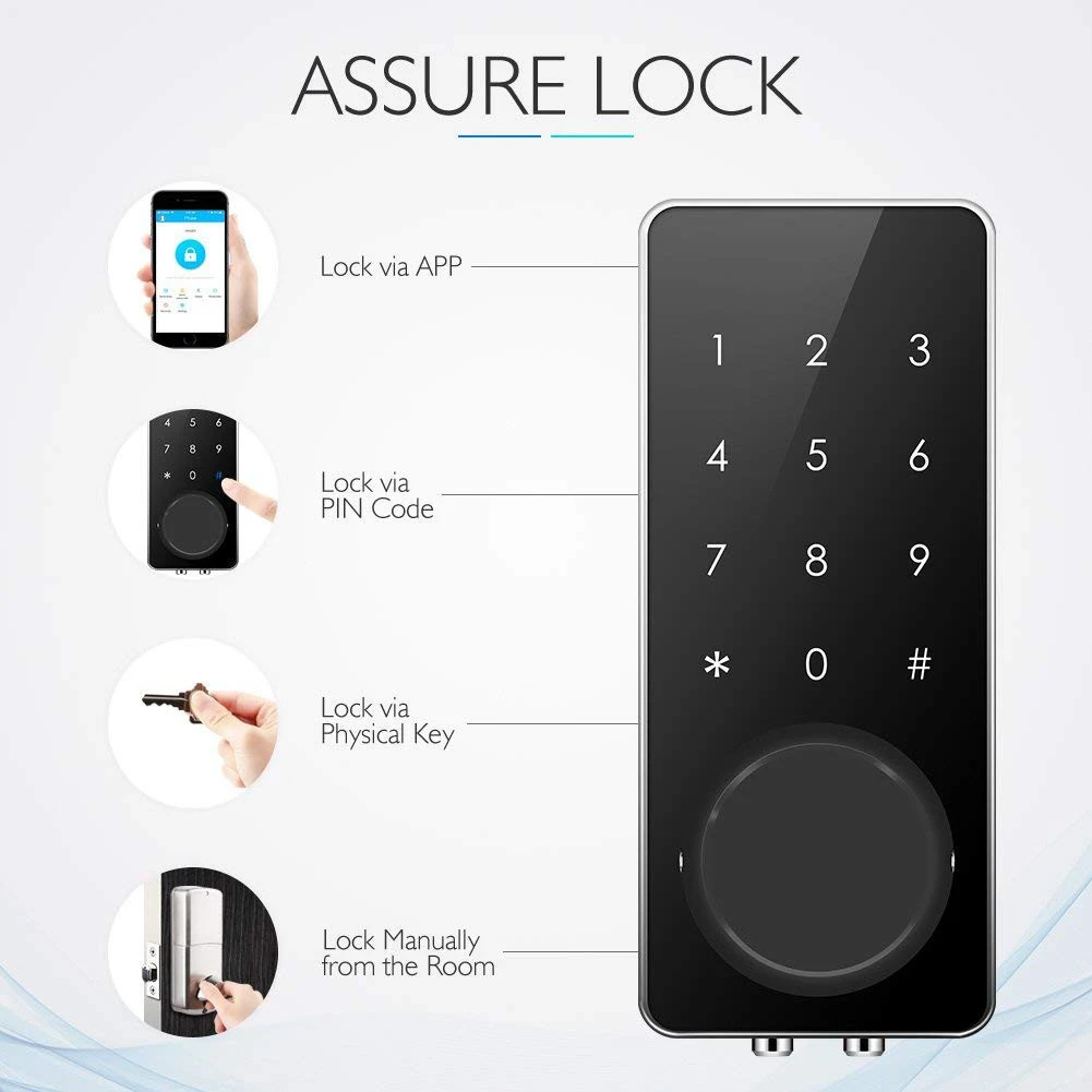 Keyless Smart Code Digital Mini Deabolt Door Lock with Mobile Phone App Access Deadbolt Smart Lock Wood Door Mifare-1 Card 