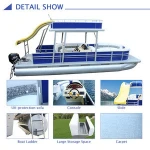 Kinocean Wholesale 25ft OEM Blue Sport Party Fishing Floats Aluminium Double Decker Luxury Yacht Boats For Sale (Cross-border)