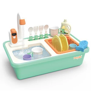 Kitchen Sink Play Set Entertainment Toy for Kids Children Playing Toy Dishwasher with Real Running Water Pretend Role Play