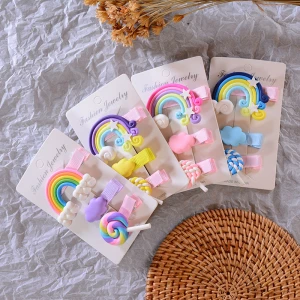 Korean fashion rainbow lollipop girls hair clip hair pins children 3pcs/set hair accessories