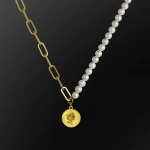 KRKC 2021 Luxury custom gold plated women baroque big pearl necklace jewelry natural white freshwater pearl necklace