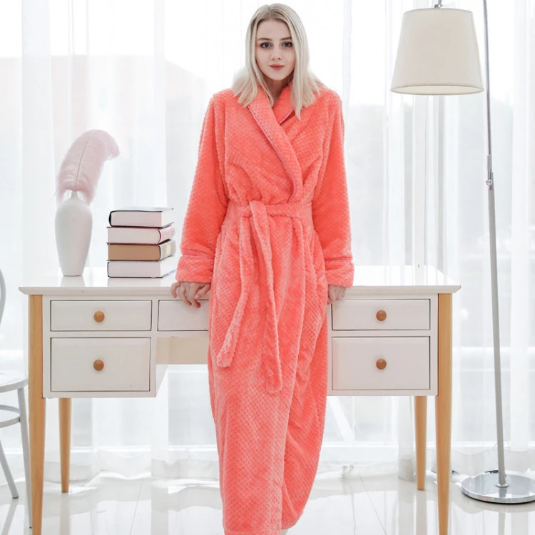 ladies warm sleepwear with zip super womens pajamas luxury microfiber soft plush mink waffle flannel fleece bathrobe
