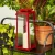 Import Large Outdoor Solar Lantern Black Red Metal with Glass Waterproof Flameless Pillar Candle Included Lights Decorative Garden Yard from China