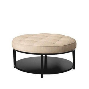 Leather with button round ottoman stool YO7014