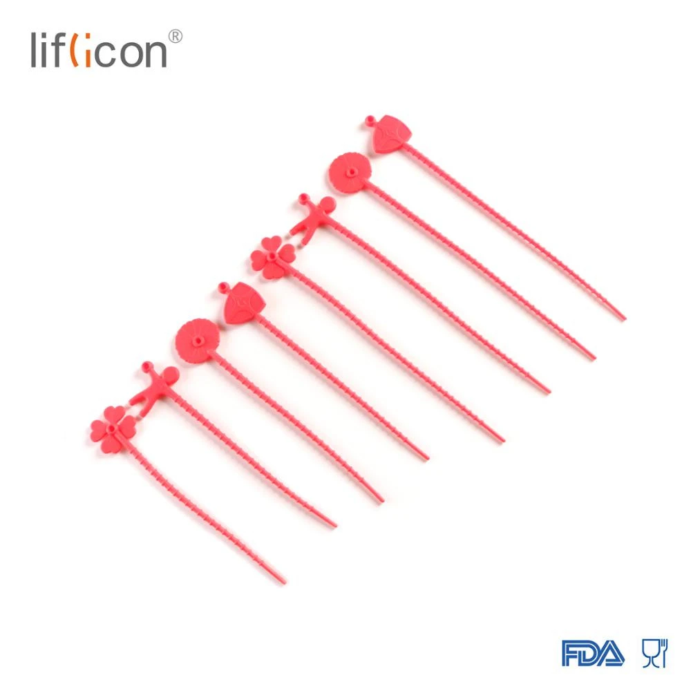 liflicon Food Grade Silicone Cable Ties Multi-use Smart Flexible Silicone Food Ties Reusable Bag Silicone Rubber Cable Ties