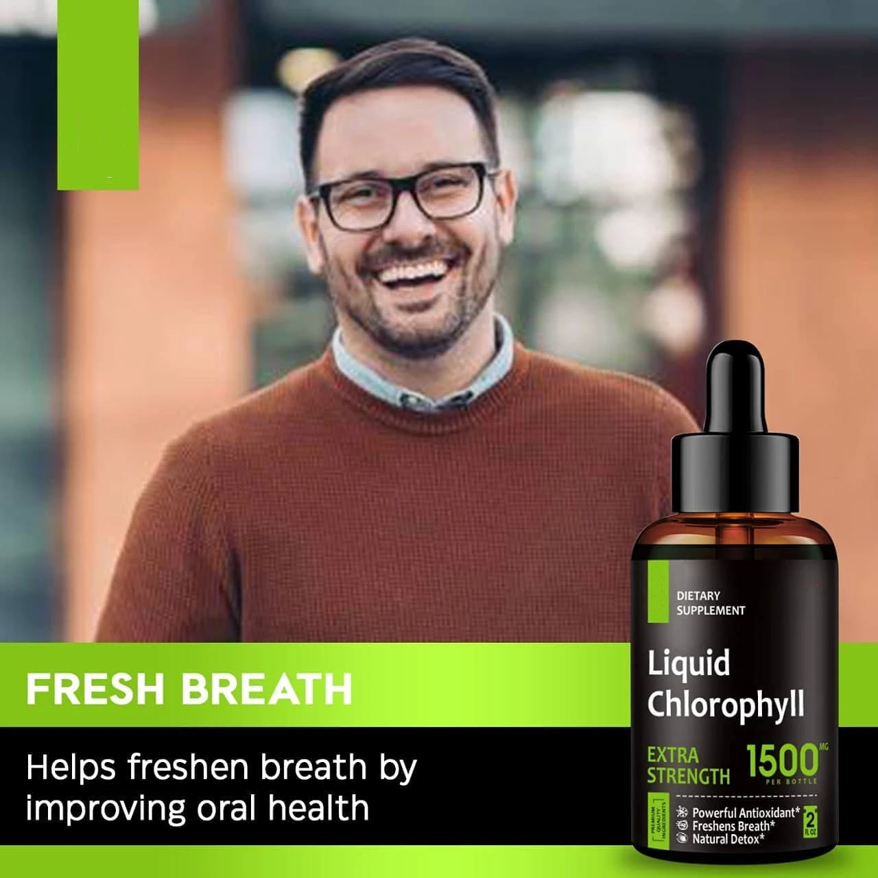 Liquid Chlorophyll Drops All-Natural Concentrate Energy Booster Natural Deodorant Immune System Supports 59ml/Bottle