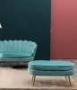 Living Room Bedroom Ottoman Footstool Modern Rectangle Shape Pouf Chair Velvet With Gold legs