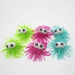 Long Hair Puffer Ball Flashing Sea Urchin Puffer Ball Big Eye Inflatable Animal Toy TPR Venting Ball  218091503
