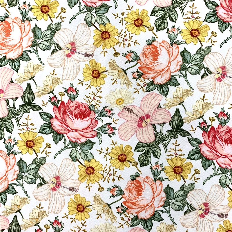 Low MOQ Customized design 100% cotton TWILL print fabric floral custom fabric printing