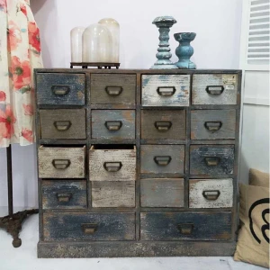 Luckywind Rustic Many Drawers Reproduction French Furniture Wood Vintage Cabinet