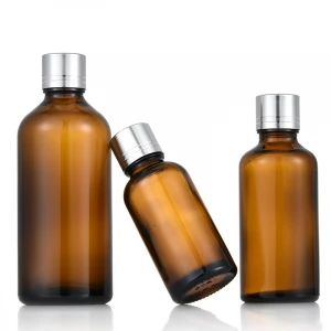 Luxury 15ml 25ml 35ml 50ml round brown glass bottle wholesale cosmetic essential oil bottle
