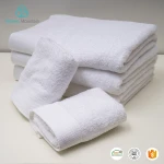 Luxury durable 16s sprial satin white 100% cotton bath custom hotel towel