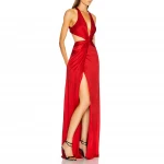 Luxury fashion design high quality cuustom side slit red maxi evening wedding dress simple