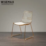 Luxury high quality dining coffee shop triumph lime chair leisure bertoia mesh wire metal chair with pu cushion