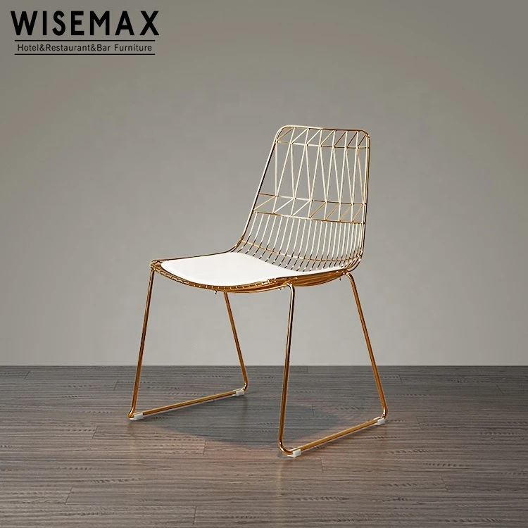 Luxury high quality dining coffee shop triumph lime chair leisure bertoia mesh wire metal chair with pu cushion