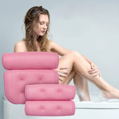 Luxury PVC 3D waterproof sponge bathtub bath pillow With Suction Cups
