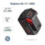M 18 Replacement 18Volt Mobile Battery Pack 5000Mah Cordless Drill Rechargeable Lithium Ion Power Tools Battery