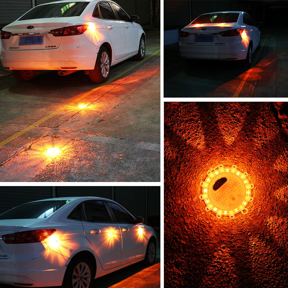 Mini Emergency Disc Safety Flashing Light Traffic Warning Light Led Road Flare With Car Charger