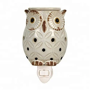Mini Owl Shaped Ceramic Plug in Incense Burners , Pluggable Oil Candle Warmer