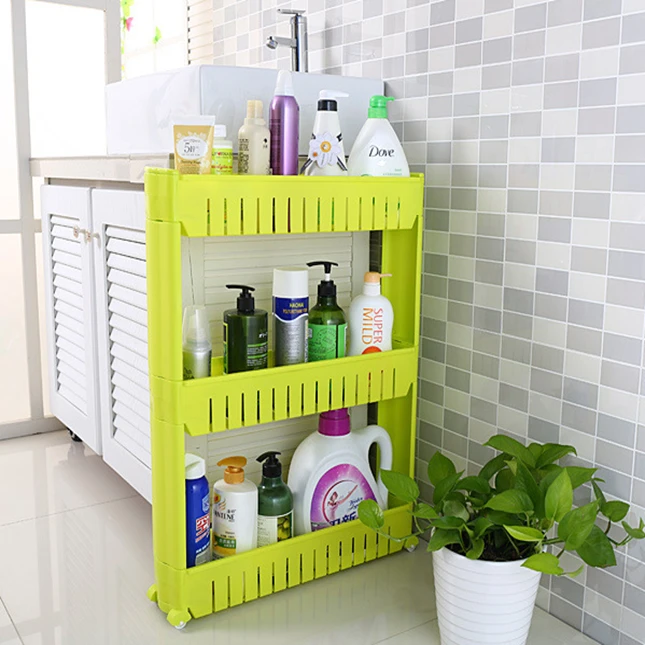 Mobile Storage Kitchen Home Detachable Commodity Slim Bathroom Plastic Shelf