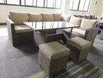 Modern Full Steel Rattan Sofa Sets Outdoor Rattan Furniture Garden Furniture 5PCS Rattan Sofa Sets