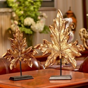 modern home decoration accessories 2 size gold color maple leaf crafts
