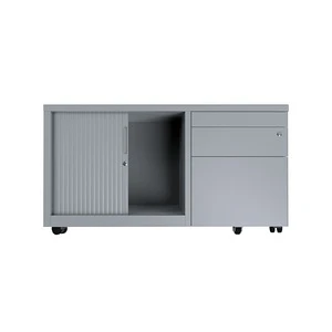 Modern Office equipments 3 drawer metal tambour door mobile pedestal filing cabinet