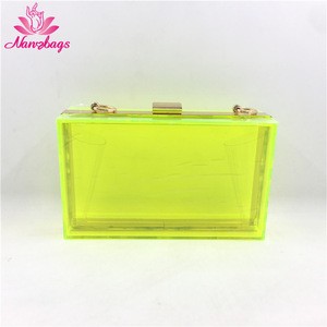 Nanobags Brand Yellow Color Acrylic Clutch Bag Evening for Girls