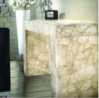 Natural gemstone polished White Crystal modern travertine marble coffee table for Christmas decoration