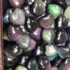 Natural Polished Rainbow Obsidian Hearts Obsidian Stone Mini Hearts Crystal Craft For Sale