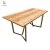 Import Natural Style Inlay Pattern Wooden Top Metal Base Party Square Dining Table from China