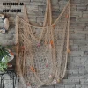 Nautical Fishing Net with Shell and Floats, White net "200x400cm" decoration