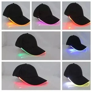 New Arrival Usb Rechargeable Luminous Fiber Optic Visor Sound Activated Led Lighted Rave Neon Light Up Glow Party Baseball Hat C