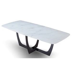 New Art Metal feet Imported Ceramic Top Long Dining Table Sintered Stone Table