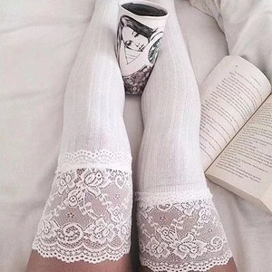 New Autumn Fashion Sexy Lace Stockings Warm Thigh High Stockings Over Knee Socks Long Stockings Girls Ladies Women Warm Tights