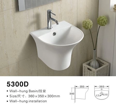 New design bathroom sink small wash basin customizable wall mounted ceramic wall-hung basin