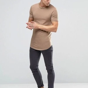 New design T-Shirts longline t shirt, cheap bulk men t shirt with curved hem t-shirt,