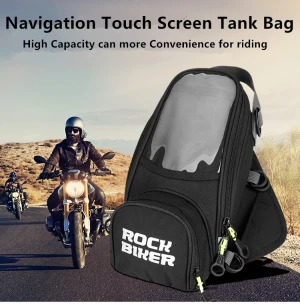New Motorcycle Tank Bag Multi Functional Oil Tank Bag Magnetic Fixed Straps Mobile Phone Navigation Bag With Rain Cover