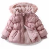 New Style baby jacket with toggle button and hood made of wool polyester