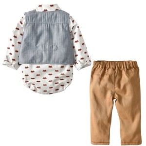 Newborn Baby Boy Clothes Set Birthday Clothes Infant Baby Boys Formal Wedding Clothes Suit Vest + Bodysuit + Pants Clothing Sets