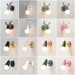Nordic entrance hallway bedroom wall lamp creative antlers deer head background wall lamp personality bedside corridor aisle lam